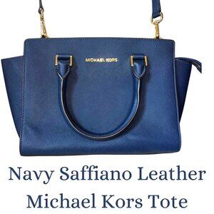 Michael Kors Navy Saffiano Leather Crossbody Tote